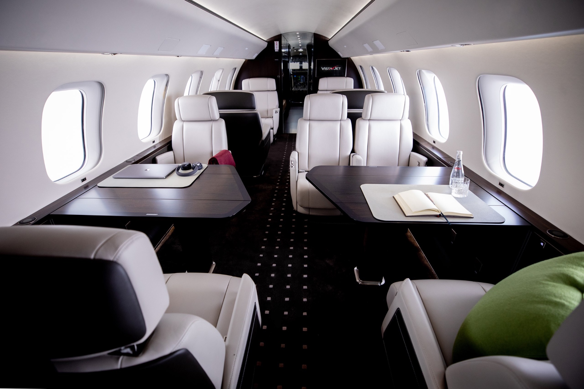 Private jet cabin interior